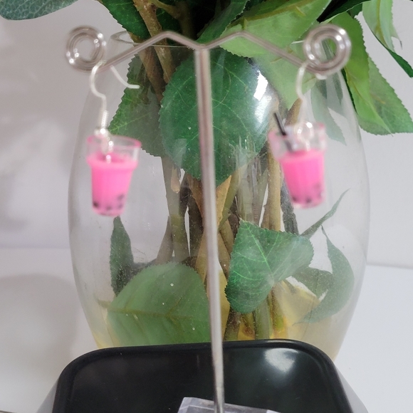 Boba BUBBLE TEA EARRINGS CUTE!! Handmade - Picture 8 of 8